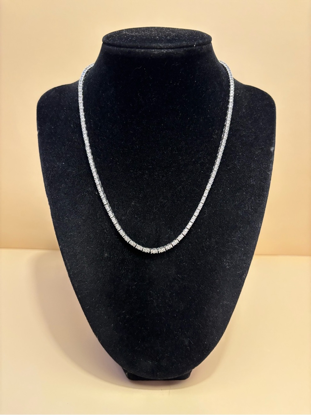 GLD Classic 14kt White Gold Plated Micro Tennis Necklace 16”
